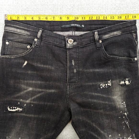 Avenue George V Paris Jeans Mens 36 Black Silver Skater Streetwear Grunge Punk - Picture 14 of 16